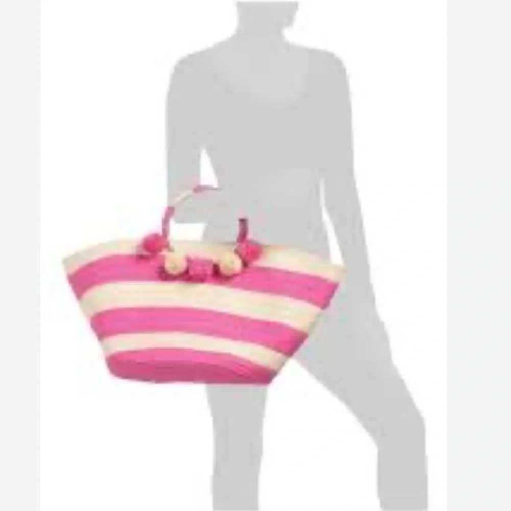 SHIRALEAH Vegan Bright Pink Capri Tote Beach bag NWT